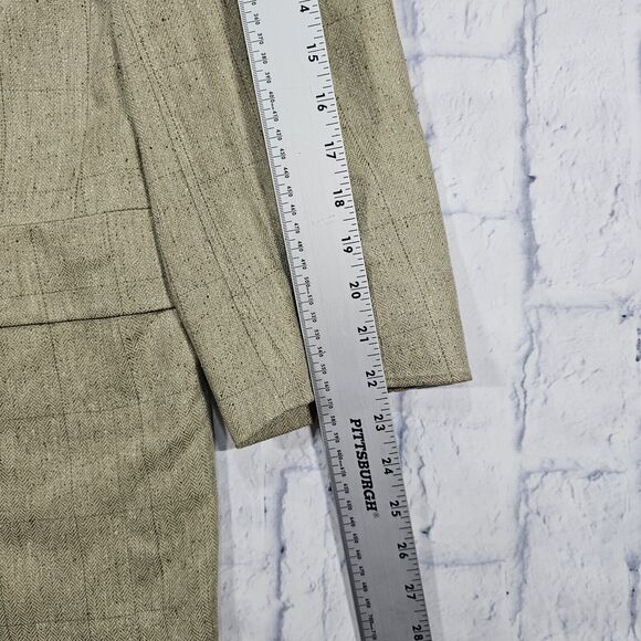 Hart Schaffner Marx MENS 44R Jacket Beige Plaid Sports Coat 100% Silk USA MADE - Picture 4 of 12